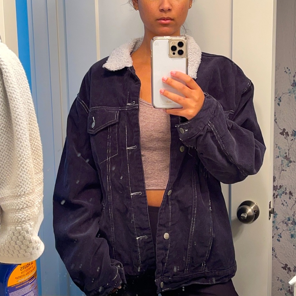 Brandy Melville Navy Blue Corduroy Jacket